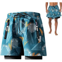 Proberos Swimming Trunk For Men Swimming Pants With Pockets For Men Elastic Double Layer Fashion Print Swimwear Shorts Sport Shorts For Men Quick Dry Outdoor Shorts For Running Swimming, 2Xl