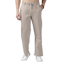 Vogaan Men's Linen Cotton Casual Trousers Pants | Stylish Comfortable Trousers For Office Work And Outings (Cream_38)