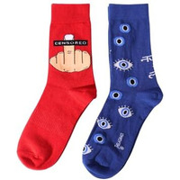 Thela Gaadi Pure Cotton Printed Socks For Men & Women | Unisex, Free Size, Crew Length Funky Socks | Odour Free, Breathable Quirky Socks | Pack Of 2