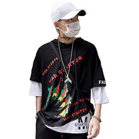 London Hills Printed Oversized Cotton Blend Hoodies For Men | Hooded Neck Half Sleeve Oversized Loose Fit Tshirt For Men Black (Medium).