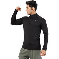 Thrive Mens Slim Fit Pullover Sport And Gym Full Sleeve T-Shirt For Men Black