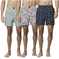 Urban Scottish Men's Boxer Briefs - Comfortable Mid-Rise 100% Cotton Print Boxers - Multipack Of 3 Multicolour