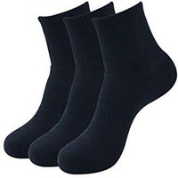 Balenzia Men's Cushioned High Ankle Sports/Gym Socks (Free Size) Made With 100% Cotton & Spandex. Pack Of 3 (Black)
