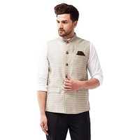 Vastramay Men's Grey Silk Blend Nehru Jackets_Vasmj105Bg_38