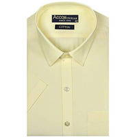Accox Men's Half Sleeves Formal Regular Fit Cotton Plain Yellow Shirt(Go587_48)