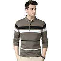 Eyebogler Polo Neck Striped Tshirt For Men