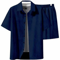 Miramichi Regular Size Men's Solid Night Suit Set - Cotton Blend Fabric, Comfortable And Stylish (Blue, Medium)