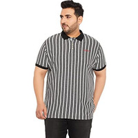 Bigbanana Plus Size Men's Regular Fit Striped Polo Tshirt (Erin,White,3Xl)
