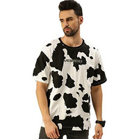 Veirdo Pure Cotton Oversized & Baggy Fit Black Color Round Neck Half Sleeve T-Shirt With Stylish & Aesthetic Back Graphic Print And Front Pocket Print For Men & Boys.