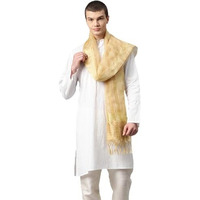 Weavers Villa Poly Silk Beige Ethnic Woven Striped Dupatta For Men (2.20 Mtrs)