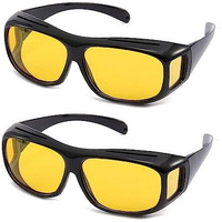Hairum Non-Polarized Sunglasses Combo Night Driving Rectangular Sunglasses For Men And | Hd Vision Glasses | 100% Uv Protection | For Bike Riding And Car Driving,Black
