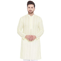 Vastramay Mens Cotton Yellow And White Kurta - Elegance For Festivals & Events_Vasmk094Yw_40