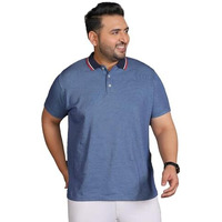 Bigbanana Plus Size Men's Regular Fit Jacquard Polo Tshirt (Seoul,Blue,3Xl)
