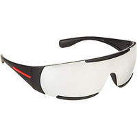 Nuvew Mirrored Sports Unisex Sunglasses - (Silver Mirror Lens | Black-Red Frame | Large)