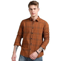 Stitchx Men's Full Sleeve Checkered Casual Shirt Rust Blue L