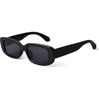 Roshfort Vintage Rectangle Sunglasses For Men Women Trendy Squarefashion Vintage Glasses With Narrow Square Frame Uv400 Protection (Black, E-2)