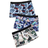 Asjar Printed Cotton Mid Waist Plus Ice Silk Elasticity Best Fitting Boxer Brief Shorts Pants/Underwears For Men (Pack Of 3) (Multicolor) (M)