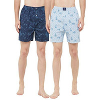 Urban Scottish Men's Cotton Printed Boxers Pack Of 2 Multicolour Large