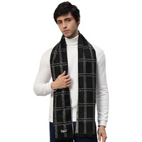 Ravaiyaa - Attitude Is Everything Men's Reversible Checks Pattern Winter Wool Scarf, Muffler 72"X12" Inch (Black)
