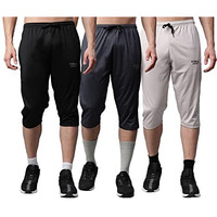 Mack Jonney Dryfit Lycra Solid Multicolor 3/4Th Capri For Men (Pack Of 3)-Dryfit_D13_Blk_Gry_L.Gry_03-S