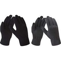 Huntsmans Era Winter Woolen Gloves For Men And Women (Black And Grey Combo 2Qt)