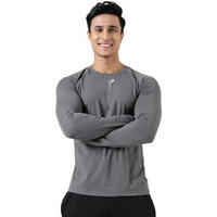 Fuaark Men's Full Sleeves Gym Slim Fit T-Shirt (Grey, M)