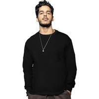Bewakoof Men's Solid Black Round Neck Full Sleeve Oversized T-Shirt