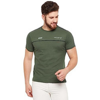 Cantabil Cotton Blend Olive Regular Fit Printed Round Neck Half Sleeve Casual T-Shirt For Men | Half Sleeves T-Shirts For Men | Mens Round Neck Printed T-Shirt (Mtsh00256_Olive_Xl)