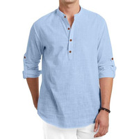 Royalscout Men Cotton Blend Full Sleeve Short Kurta Sky