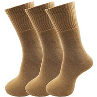 Rc. Royal Class Men's Cotton Terry Towel Calf Length Khaki Socks (Pack Of 3 Pairs)