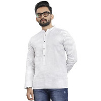 Elyyork Men's Casual Kurta || Printed Cotton Kurta For Men || Short Kurta For Men|Cb-Kurta-01*M White