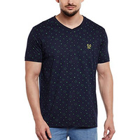 Mack Jonney Men Regular Fit Tshirts Blue Xx-Large Pack Of 1-V-Print-No.1-01-Nvy-Xxl