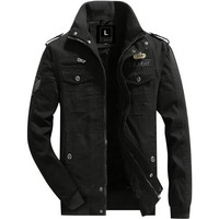 L'Monte Men's Imported Tactical Military-Style Cotton Winter Cargo Jacket Standard Length Fleece Lining, Secure Pockets, Windproof Design, And Warm Durable Outdoor Coat (L, Black)