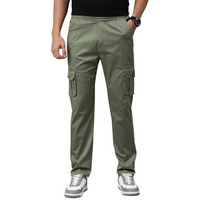 Adbucks Men's Regular Fit Cargo Style Casual Trousers Pants (42, Light Green)