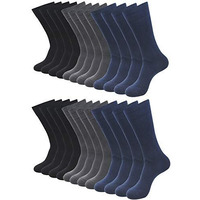 Balenzia Men's Classic Solid-Colored Formal Business Wear Crew Length Socks For Men's | Made With Fine Cotton & Spandex (Black, Navy, Dark Grey)