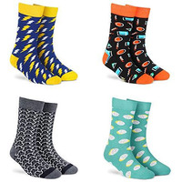 Dynamocks Socks For Men And Women - (Combo Pack Of 4 | Crew Length | Material: Combed Cotton | Multicolour | Size: Free (Uk 7-12)) (#4 Pack Of 4)