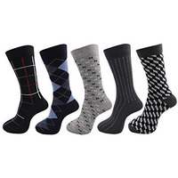 Rc. Royal Class Men's Calf Length Formal Multicolored Cotton Socks (Pack Of 5 Pairs)