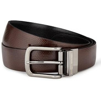 Symbol Premium Men's Reversible Textured Italian Leather Formal Belt (Brown/Black) (Snake Texture Brown_32-34)