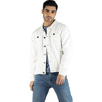 Dennis Lingo Men's Regular Fit Long Sleeve Button Down Panel Denim Jacket, Lightweight Trucker Jacket (White, L)