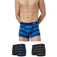 Xyxx Men's Pure Cotton Regular Striped Trunk (Pack Of 3) (Xy_Cr1_Trnk_01_2_3_Pacific Smoke Black+Opal Blue_L)