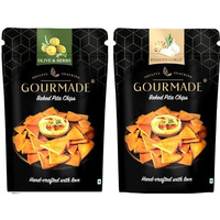 Gourmade Soulful Snacking Pita Chips Olive & Herbs And Roasted Garlic | Baked Pita Bread Chips | Pita Chips Baked, 250G(Each Pack 125G) |Dip Starter Chipstravel Snack|Mediterrianean Pita Bread Chips|Nachos & Tortillas