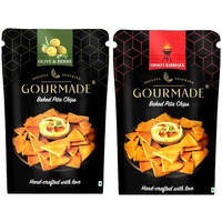 Gourmade Soulful Snacking Pita Chips Olive & Herbs And Barbeque Smoky | Baked Pita Bread Chips | Pita Chips Baked, 250G(Each Pack 125G) |Dip Starter Chipstravel Snack|Mediterrianean Pita Bread Chips|Nachos & Tortillas