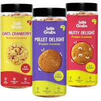Little Grabs Foods Millet, Cranberry & Dry Fruits Cookies/Biscuits For Kids & Adults | No Sugar, Healthy Tiffin Snacks For Kids/Babies | The Best Healthy Cookies Gift (Pack Of 3, 150 Grams Each)