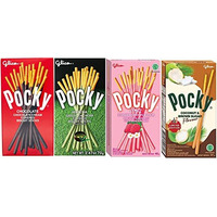 Pocky Matcha Green Tea,Coconut & Brown Sugar, Strawberry, Chocolate Covered Biscuit Sticks, 47G Each