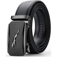 Contacts Genuine Leather Belt For Men With Easier Adjustable Autolock Buckle - Micro Adjustable Belt Fit Everywhere |Formal & Casual | Elegant Gift Box - (60-Black-Waist Size Fit From 28" To 42")