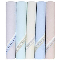 Caruso Italy Men's Premium 100% Pure Cotton Handkerchief Light Base With Colored Border - Pack Of 5 (44 X 44 Cm)