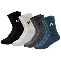 Arkyle Woolen Winter Socks For Men Thick Terry Towel Cushion Casual Socks, Free Size, Pack Of 4, Assorted