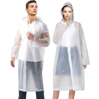 Hacer Eva Waterproof Unisex Rain Coat Hooded Full Sleeves Outdoor Men, Women, Boys & Girls Rainwear Poncho Raincoat For Camping, Hiking & Travelling (White)