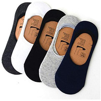 Me Stores Cotton Socks For Men And Women No Show Loafer Socks With Anti Slip - Pack Of 5 Free Size, Assorted