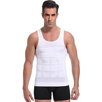 Wearslim MenS Slimming Body Shaper Vest Shirt | Abs Abdomen Slim Stretchable Tummy Tucker Vest - Size (Large) White